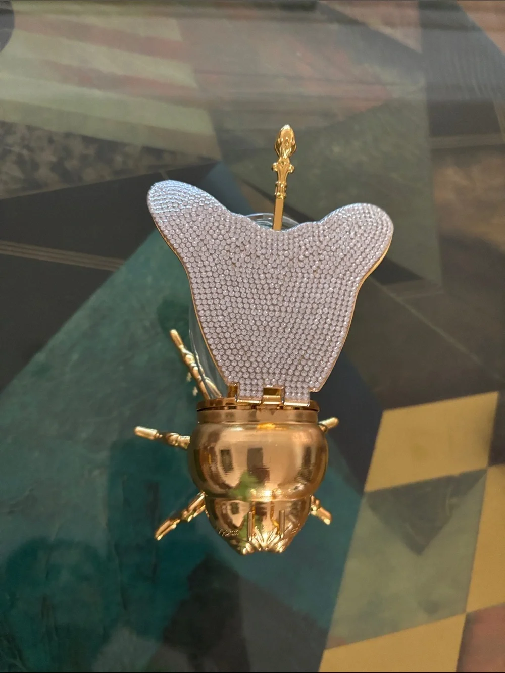 Gold and Crystal Beetle Decorative Trinket Box - Home Accents can use for honey